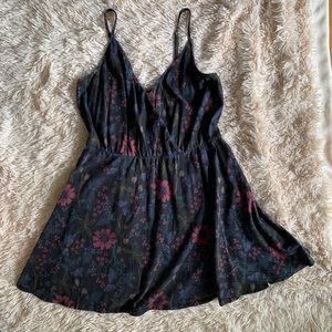 Black Floral Mini Dress with Adjustable Straps